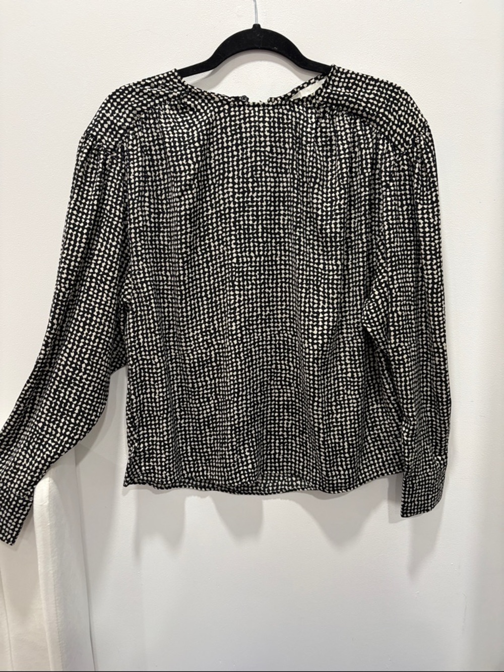 H&M Black and White Dot-Print Long Sleeve Blouse